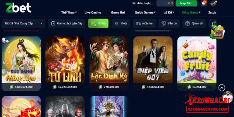 Một số tựa game hàng đầu tại ZBET