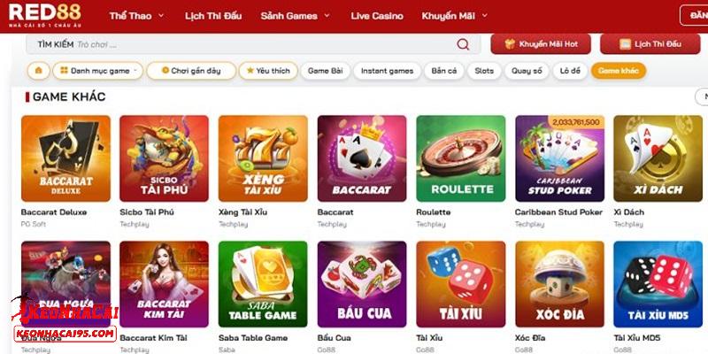 Một số tựa game ăn khách nhất tại RED88