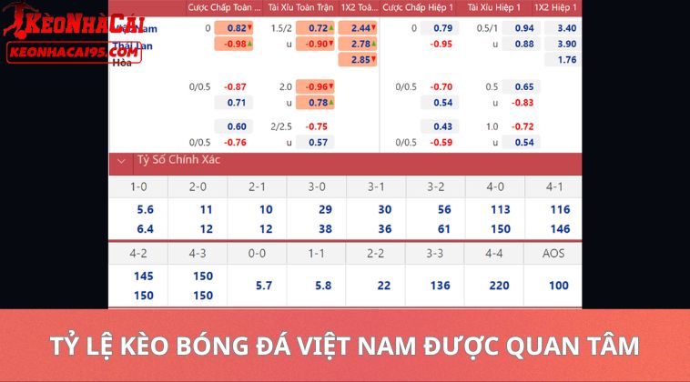 Tỷ Lệ Kèo Bóng Đá Việt Nam được quan tâm